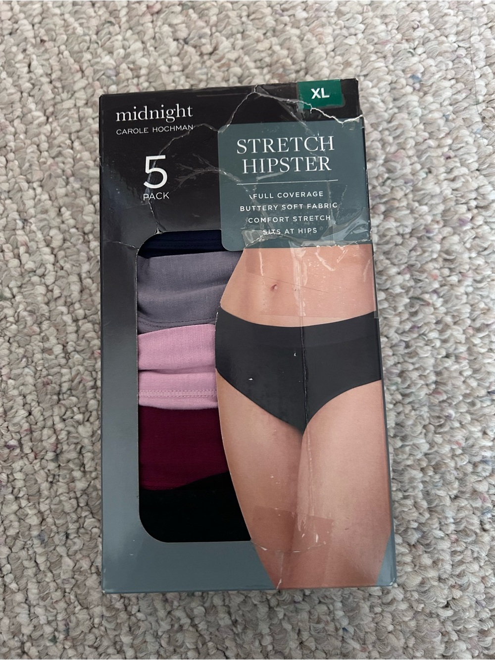 New in box Carole Hochman Midnight Stretch Hipster 5-Pack - XL